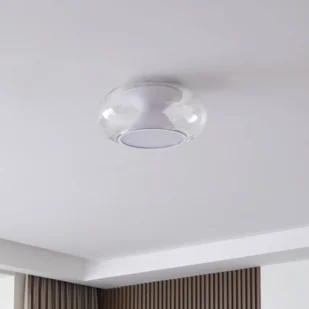 Lampa sufitowa LED Orasa Lucande, szkło, biały/przezroczysty, Ø 43 cm - Lampy sufitowe - miniaturka - grafika 1
