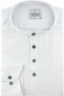 Koszule męskie - Viadi Polo Lniana Koszula Męska Codzienna ze stójką Casual gładka biała z długim rękawem w kroju SLIM FIT Viadi Polo C015 Koszula C015 - grafika 1