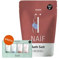 Kosmetyki kąpielowe dla dzieci - Naif Mom, sól magnezowa do kąpieli dla kobiet w ciąży i mam, 500 g + zestaw mini Naif Baby&Kids, 4 x 15 ml gratis - miniaturka - grafika 1