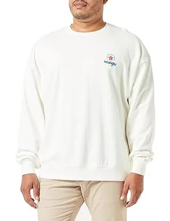 Bluzy męskie - Wrangler Męska bluza z logo Crew, Worn White, L - grafika 1