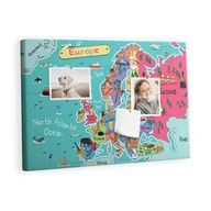 Tablice i flipcharty - Kolorowy Organizer - Tablica Korkowa z Pinezkami - Mapa Europy 60x40 cm - miniaturka - grafika 1
