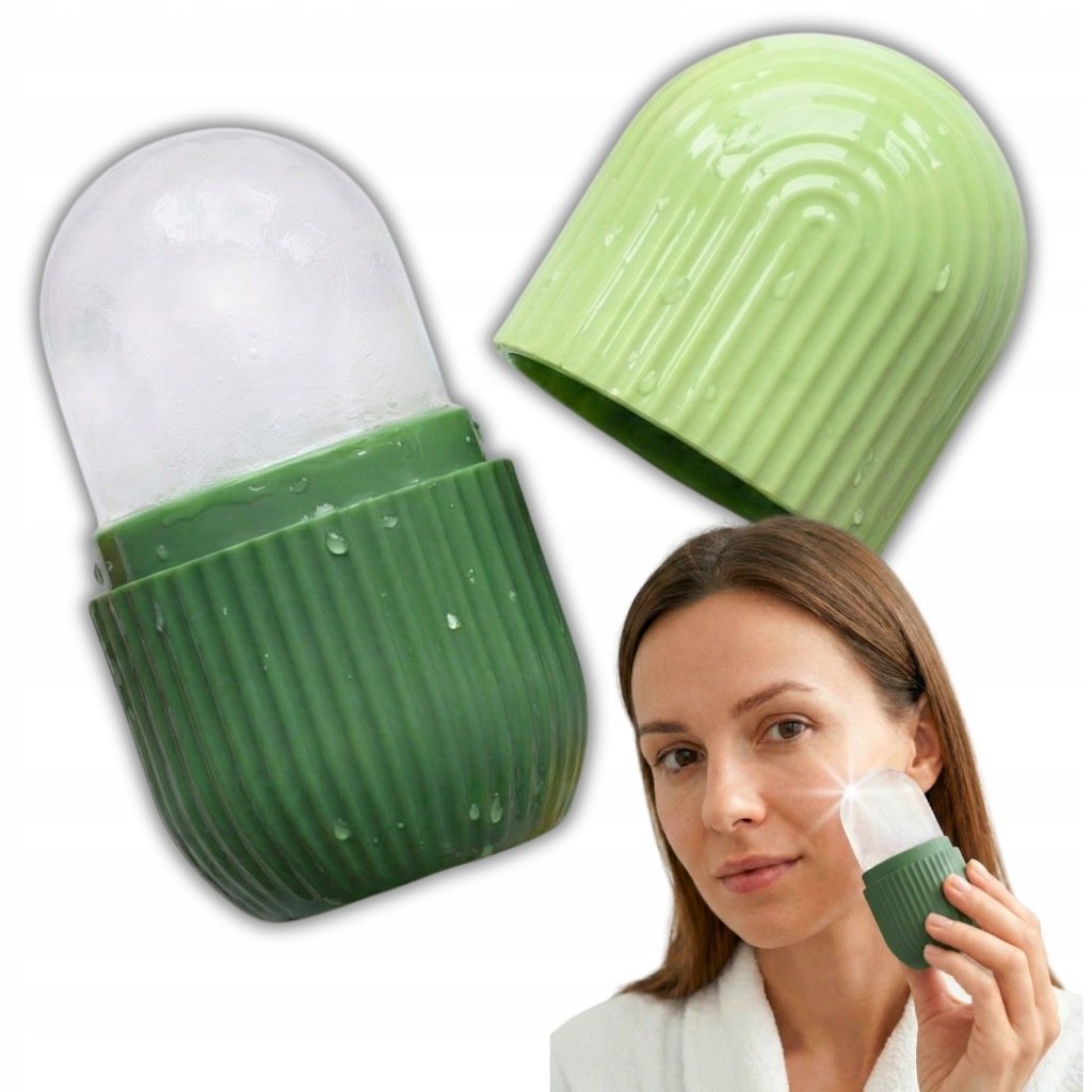 ICE CUBE LODOWY MASAŻER DO TWARZY I SZYI MASAŻ LODEM CHŁODZĄCY ZIELONY