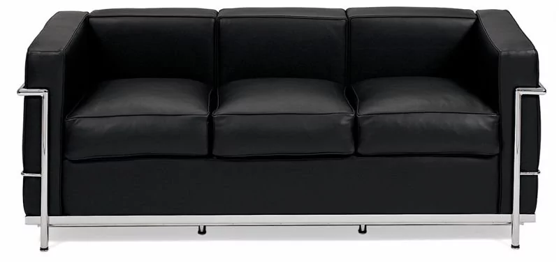 D2.Design Sofa trzyosobowa Kubik czarna skóra TP 24989