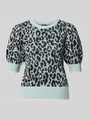 Swetry damskie - Sweter z krótkim rękawem o kroju regular fit z dodatkiem wełny z alpaki model ‘Kaston’ - miniaturka - grafika 1