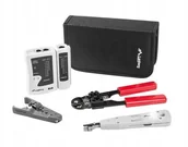 Kable miedziane - Lanberg Zestaw Sieciowy LAN RJ45 - Tester + Ściągacz + Zaciskarka + Wciskacz LSA - miniaturka - grafika 1