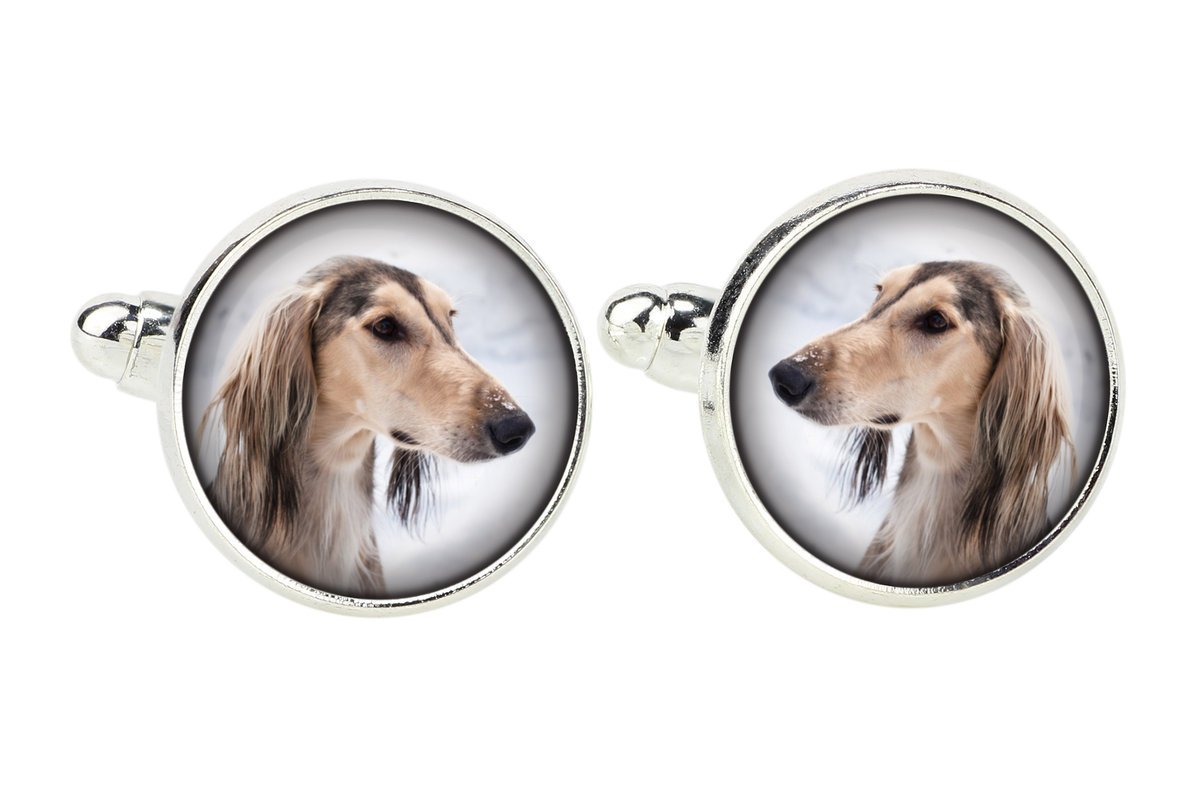 Chart perski, Saluki - spinki do mankietów, ozdoba koszuli, zawieszka do koszuli marki Art-Dog