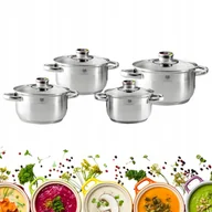 Zestawy garnków i patelni - Zestaw Komplet Garnków Termometr Indukcja Gaz 8 El - miniaturka - grafika 1