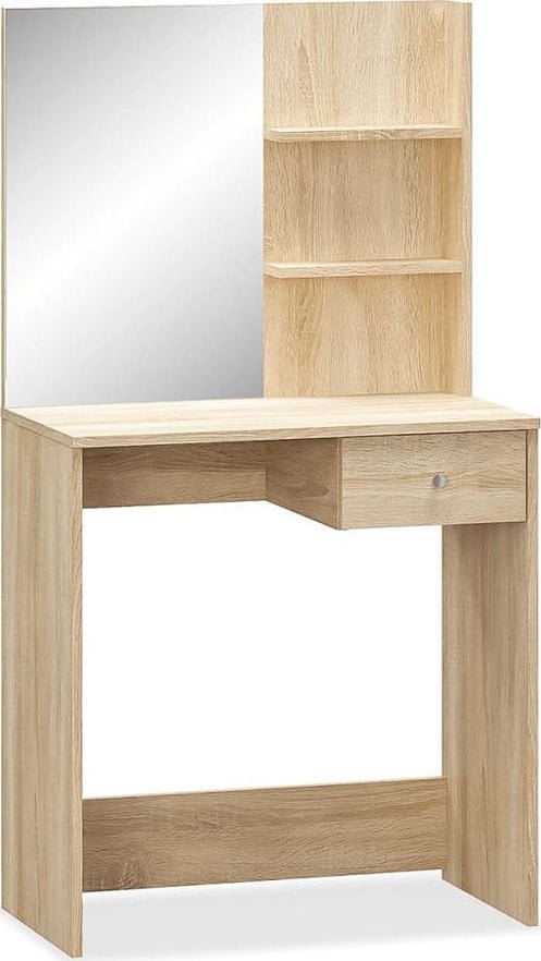 Elior Dębowa nowoczesna toaletka z półkami i pojemną szufladą - Weri