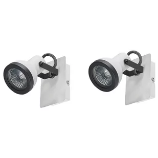 Zestaw 2 Lamp Ściennych Metalowych Biały Z Czarnym Baro - Lampy ścienne - miniaturka - grafika 1