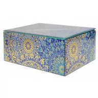 Pudełka i szkatułki - Szkatułka DUWEN Murks, niebiesko-złota, 7,5x18x13 cm - miniaturka - grafika 1