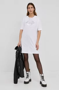 Love Moschino Sukienka kolor biały mini oversize - Sukienki - miniaturka - grafika 1