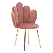 Krzesła - Krzesło muszelka różowe DC-6092 złote nogi, welur #44 - miniaturka - grafika 1