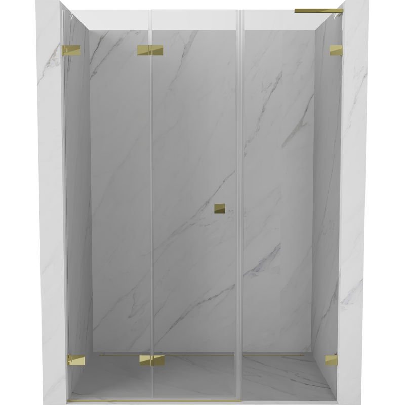 Mexen Lunar-F L drzwi prysznicowe składane lewe 135 cm, transparent, złote - 836SL-135-050-50-00-L