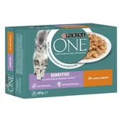 Mokra karma dla kotów - Purina ONE SENSITIVE Karma mokra dla kotów Adult Delikatne kawałki w sosie 8 x 85 g - miniaturka - grafika 1