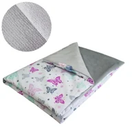 Koce i narzuty dla dzieci - Kocyk Dziecięcy 75x100 Ocieplany Motylki/Szary Bawełna/Velvet Polski Producent - miniaturka - grafika 1