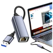 Kable miedziane - Przejściówka USB do Ethernet Adapter Alogy karta sieciowa LAN RJ45 GIGABIT 1000MBPS Czarna - miniaturka - grafika 1