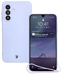 Bizon Silikonowe etui z pierścieniem magnetycznym Case Silicone Magnetic Sq do Galaxy A26 5G, jasnofioletowe - Etui i futerały do telefonów - miniaturka - grafika 1