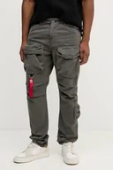 Spodnie męskie - Alpha Industries spodnie bawełniane męskie kolor szary w fasonie cargo 148207.684 - miniaturka - grafika 1