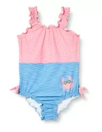 Stroje kąpielowe - Playshoes Kostium kąpielowy dla dziewcząt z, niebieski/różowy, 110/116 cm - miniaturka - grafika 1
