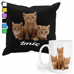 ZESTAW KUBEK + PODUSZKA Z POSZEWKĄ- PREZENT DLA FANA KOTKI PUPILKI + IMIĘ - Gadżety dla niej i dla niego - miniaturka - grafika 1