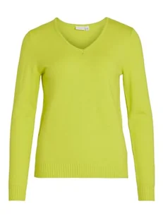 VIRIL dekolt w serek L/S Knit Top - NOOS, Sulphur Spring/Szczegóły: ciemny melanż, L - Koszulki i topy damskie - miniaturka - grafika 1