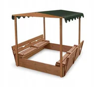 Place zabaw - Piaskownica DREWNIANA 180x180Cm Z DASZKIEM I WYGODNYMI ŁAWECZKAMI OGRODOWA - miniaturka - grafika 1