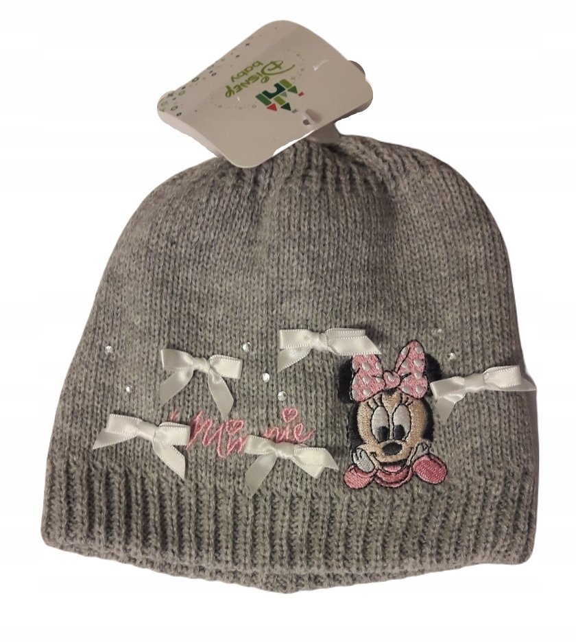 Czapka zimowa myszka MINNIE DISNEY dzianina 48 szara
