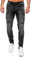 Spodnie męskie - Czarne spodnie jeansowe męskie slim fit Denley MP0020N - miniaturka - grafika 1