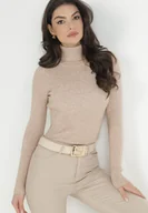 Swetry damskie - Beżowy Golf Oranya - miniaturka - grafika 1