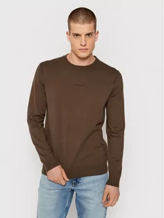 Swetry męskie - Calvin Klein Sweter Essentials J30J318232 Zielony Regular Fit - grafika 1