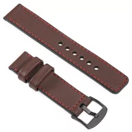 Akcesoria do smartwatchy - moVear uStrap C1 24mm (M/L) Skórzany pasek do zegarka / smartwatcha | Brązowy z czerwonym przeszyciem - miniaturka - grafika 1