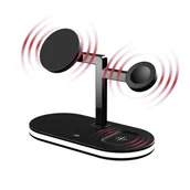 Ładowarki do telefonów - Ładowarka Indukcyjna 5w1 Magsafe Indukcyjna Apple iWatch iPhone Czarna - miniaturka - grafika 1