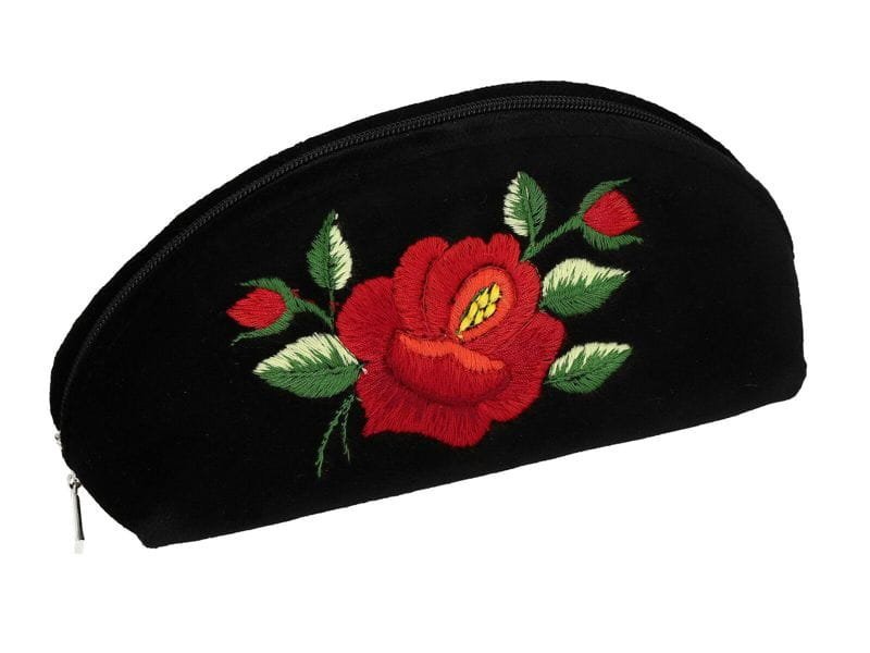 Kosmetyczka haft łowicki czerwona róża