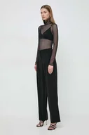 Spodnie damskie - Patrizia Pepe spodnie damskie kolor czarny proste high waist - miniaturka - grafika 1