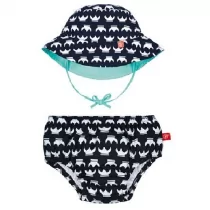 Kąpielówki dla chłopców - Lassig Zestaw kapelusz i majteczki do pływania z wkładką chłonną Viking UV 50+ 6 m-cy - grafika 1