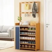 Szafki na buty - Szafka na buty 5-poziomowa z wieszakiem, długość 100 cm - miniaturka - grafika 1