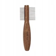 Szczotki i furminatory - Ekskluzywny grzebie� dwustronny, dla zwierz�t, r�czka drewno orzechowe, metalowe z�by, wym. 5x14,3cm - miniaturka - grafika 1