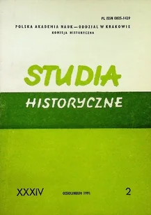 Studia historyczne Rok XXXIV Zeszyt 2 - Książki o kulturze i sztuce - miniaturka - grafika 1