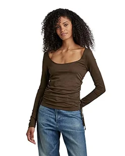 G-STAR RAW Damska koszulka z długim rękawem, regulowana Slim deep Scoop Long Sleeve Braun (Coffee Bean D266-D311), L, Brązowy (Coffee Bean D266-d311), L - Koszulki i topy damskie - miniaturka - grafika 1