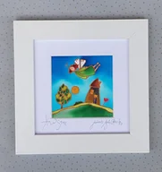 Pamiątka Chrztu Świętego - Anioł stróż na jedwabiu - miniaturka - grafika 1