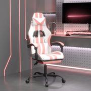 Fotele gamingowe - Vidaxl obrotowy fotel gamingowy z podnóżkiem, biało-różowy, ekoskóra - miniaturka - grafika 1