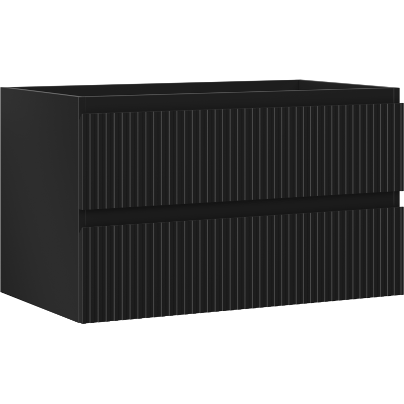 Mexen Rivel szafka łazienkowa podumywalkowa 80 cm, 2 szuflady, ryflowana , czarna mat - 91A20-08047-2-BFF71