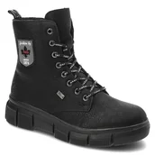 Botki damskie - Czarne Botki Rieker Ocieplane Buty Damskie - miniaturka - grafika 1