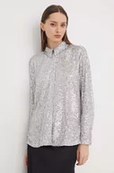 Koszule damskie - Abercrombie & Fitch koszula damska kolor srebrny regular z kołnierzykiem klasycznym - miniaturka - grafika 1
