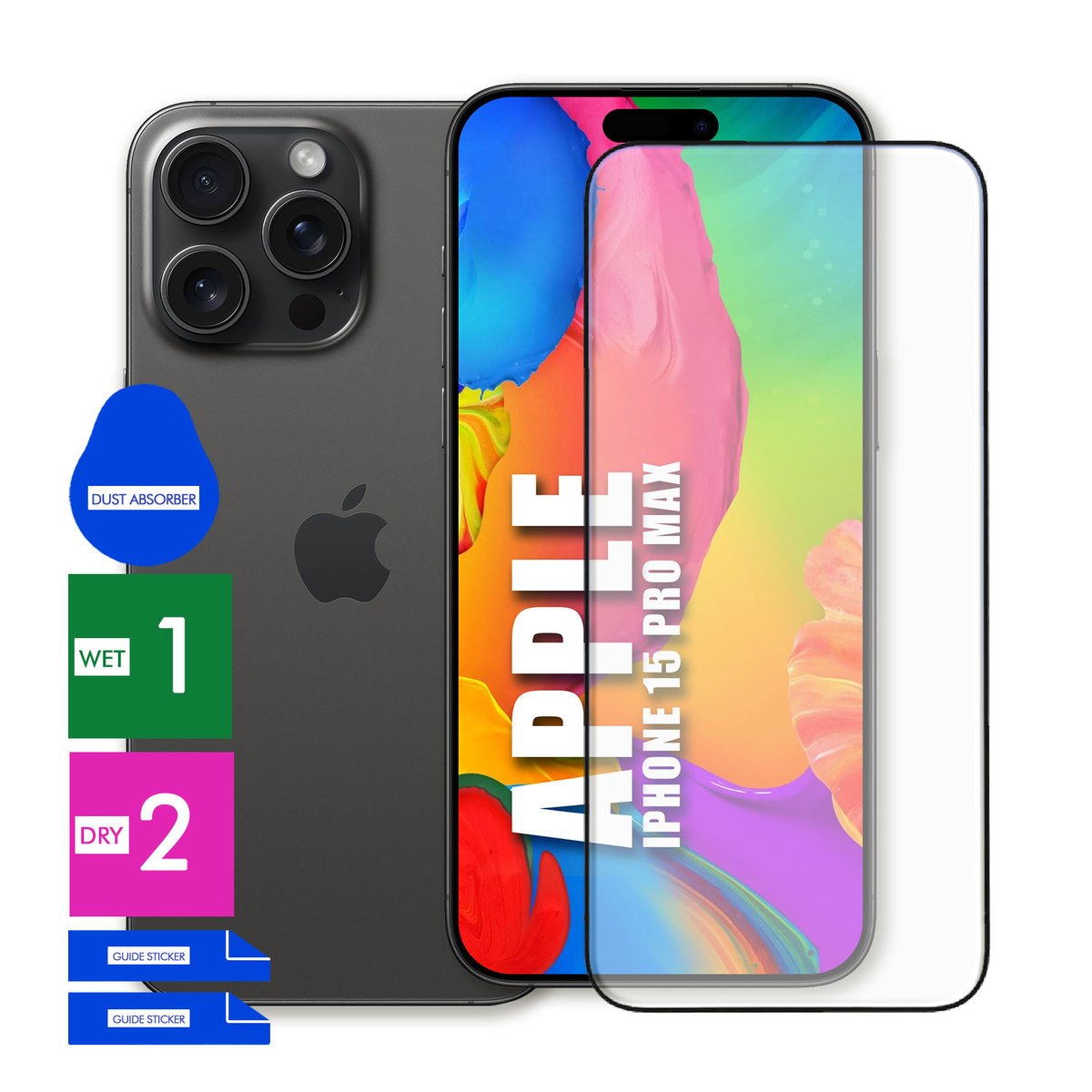 SZKŁO OCHRONNE DO APPLE IPHONE 15 PRO MAX HARTOWANE 9H PEŁNE CAŁY EKRAN 5D