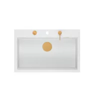 Zlewozmywaki - Quadron Marc Zlewozmywak granitowy jednokomorowy 76x50 cm biały/miedziany HQM7650U1_PVDC1 - miniaturka - grafika 1