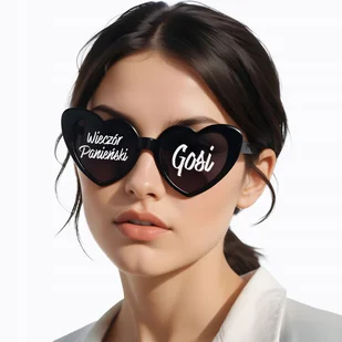 OKULARY CZARNE + NAKLEJKI SERCA ŚLUB WESELE IMPREZA WIECZÓR PANIEŃSKI - Dodatki do strojów karnawałowych - miniaturka - grafika 1