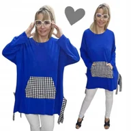 Bluzki damskie - KRATA BLUZA DAMSKA KANGUREK luźna dresowa tunika bluzka 50 52 5XL 6XL 3160 - miniaturka - grafika 1