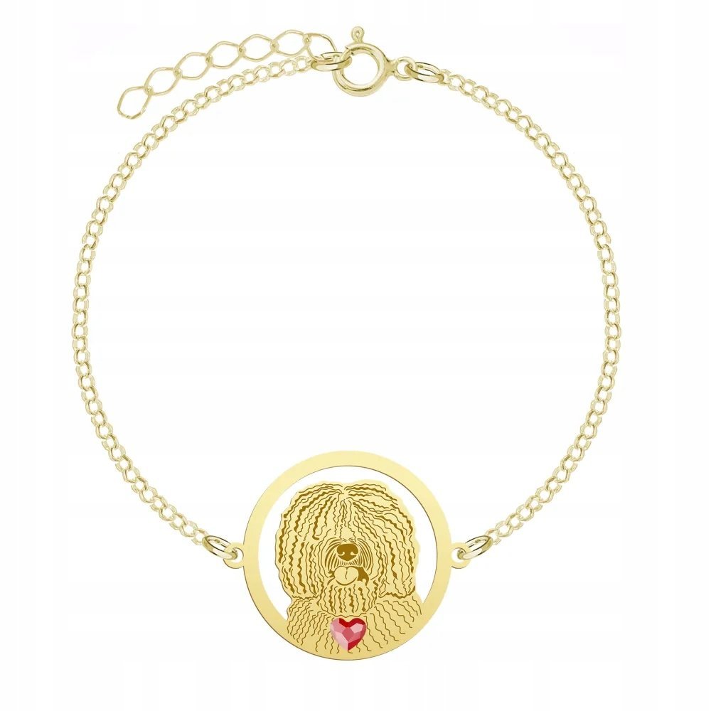 Bransoletka Pozłacana 925 z psem Hiszpański Pies Dowodny Kobieta GRAWER