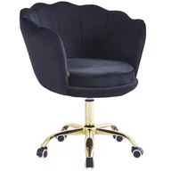 Krzesła - Krzesło obrotowe muszelka DC-6099 czarny welur, nogi złote - miniaturka - grafika 1